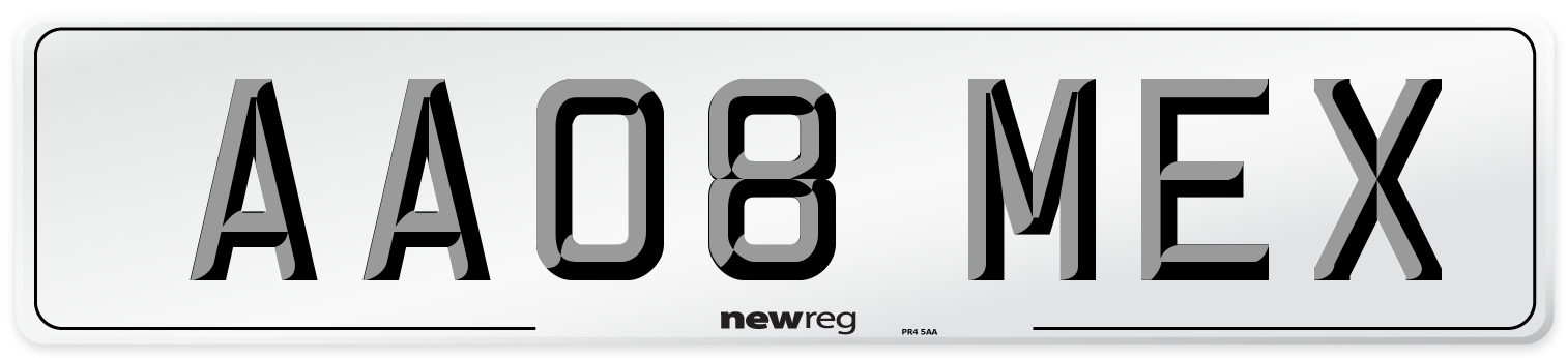 AA08 MEX Number Plate from New Reg